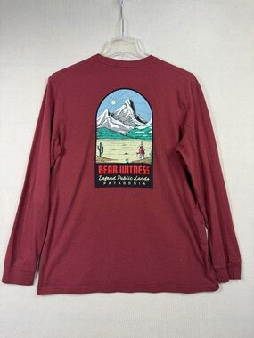 Patagonia Bear Witness Defend Public Lands Graphic Tee Burgundy Size Large